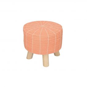 Pouf in legno tessuto pesca