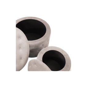 Pouf contenitore crema in velluto trapuntato