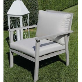 Salotto da esterno in alluminio con poltrone e divano e tavolino