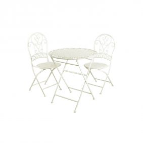 Tavolo avorio in ferro con 2 sedie da esterno giardino