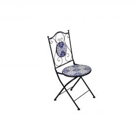 Tavolo in ferro mosaico blu con 2 sedie da esterno giardino