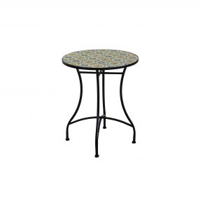 Tavolo in ferro mosaico blu con 2 sedie da esterno giardino