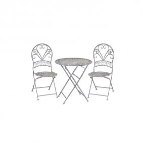 Tavolo in ferro grigio con 2 sedie da esterno giardino