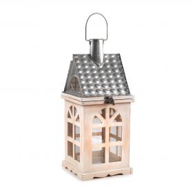Lanterna casetta in legno e metallo