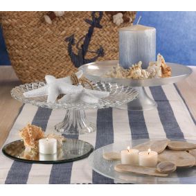 Piatto circolare in vetro trasparente