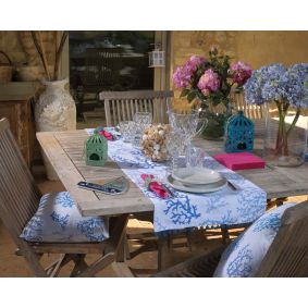 2 cuscini in tessuto corallo azzurro