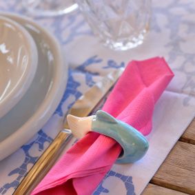 Portatovaglioli in ceramica verde mare