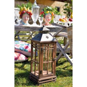 Lanterna in legno color noce