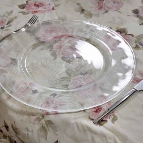 Piatto circolare in vetro trasparente