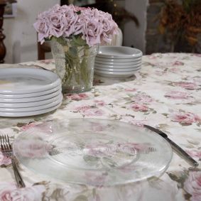 Tovaglia rotonda in tessuto Antique roses