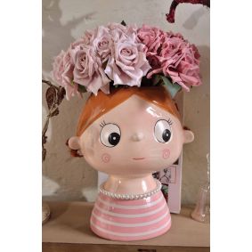 Vaso in ceramica ragazza rosa
