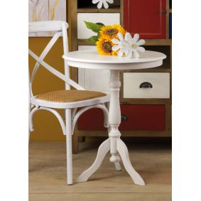 Tavolino tondo in legno bianco