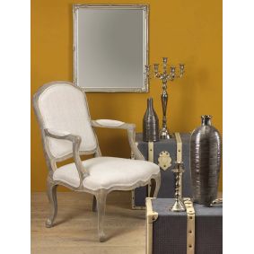 Poltrona imbottita in tessuto naturale