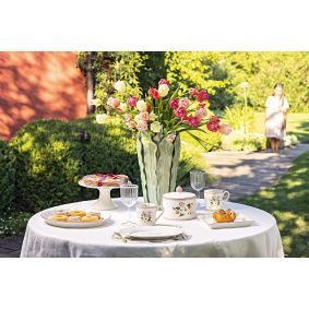 Vassoio rotondo in ceramica fiori