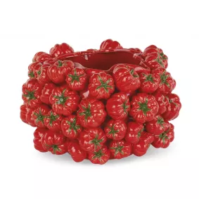 vaso pomodori rossi in ceramica smaltata