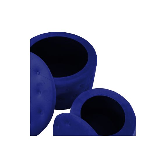Pouf contenitore blu in velluto trapuntato