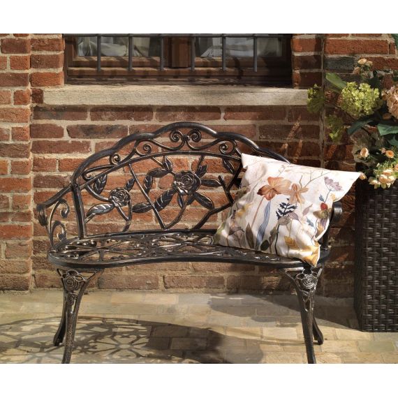 Panchina in alluminio pressofuso nero da esterno giardino