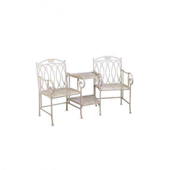 Panchina due posti Ragusa avorio con tavolo da esterno giardino