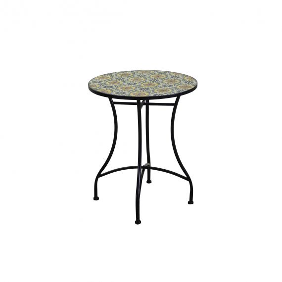 Tavolo in ferro mosaico blu con 2 sedie da esterno giardino