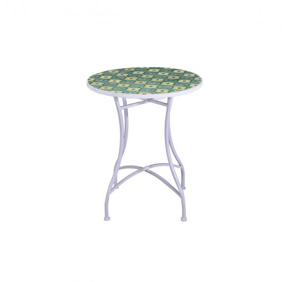 Tavolo in ferro mosaico verde con 2 sedie da esterno giardino