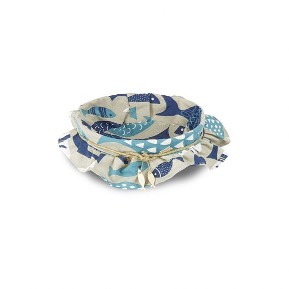 Cestino foderato in tessuto Beach azzurro