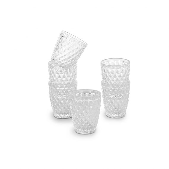 Set 6 bicchieri acqua Rombi in vetro