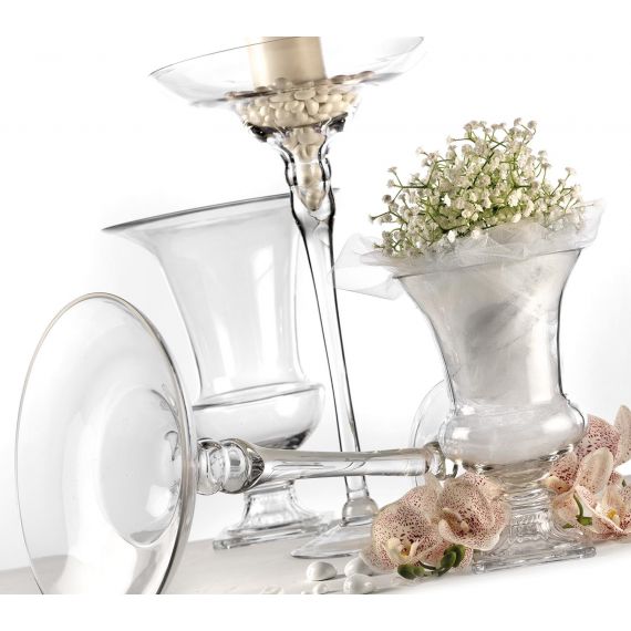 Vaso in vetro trasparente largo con base