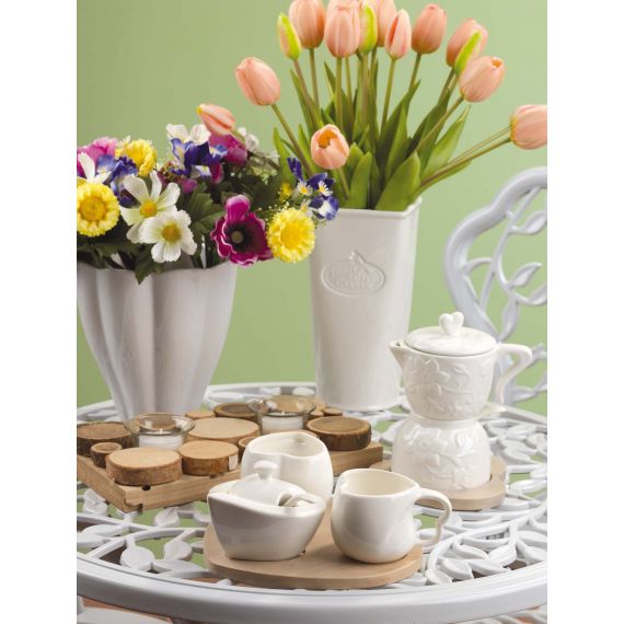 Centrotavola di legno con 2 luci