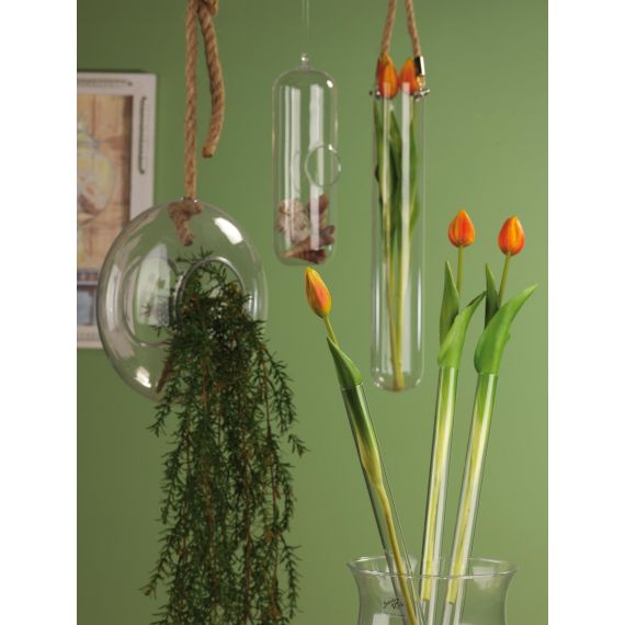 Cilindro monofiore in vetro trasparente