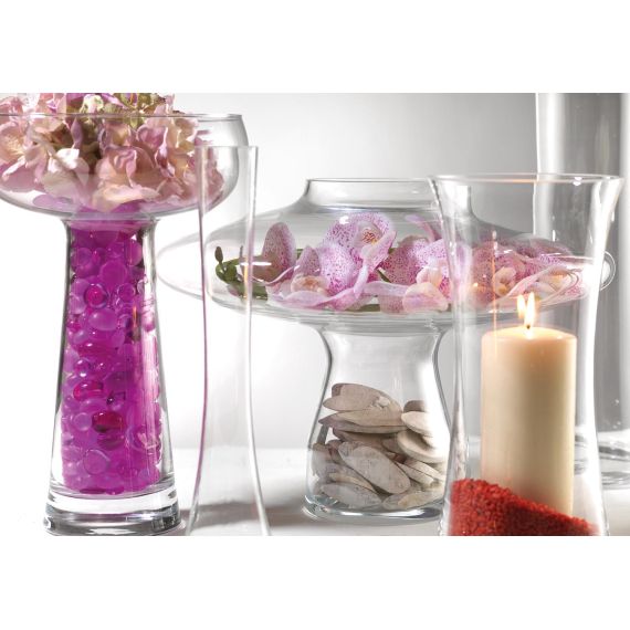 Vaso in vetro trasparente a fungo alto