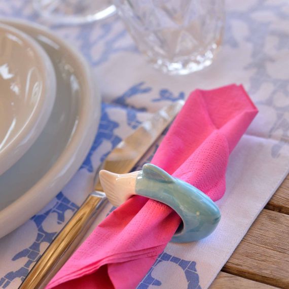 Portatovaglioli in ceramica verde mare