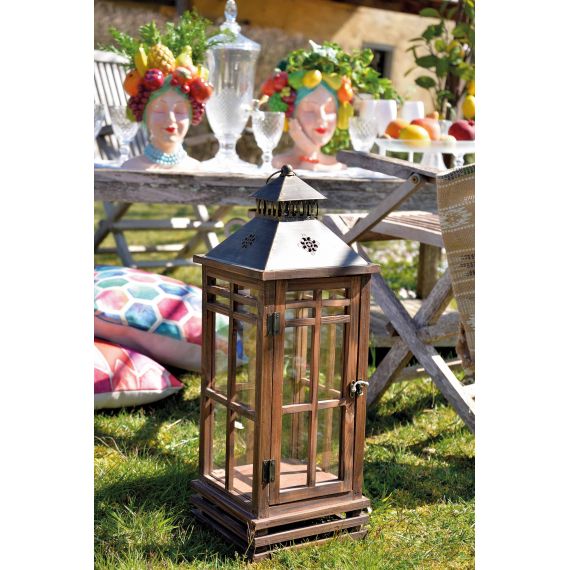 Lanterna in legno color noce