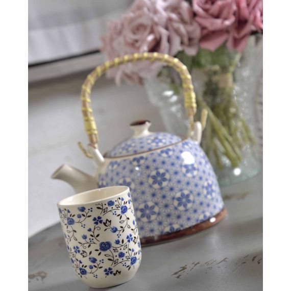 Servito da tè in ceramica con 6 bicchieri