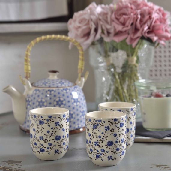 Servito da tè in ceramica con 6 bicchieri