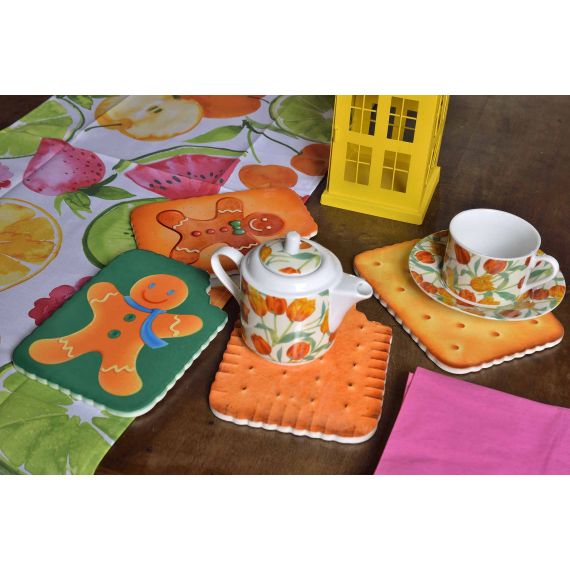 4 sottopentola biscotto/cracker in ceramica