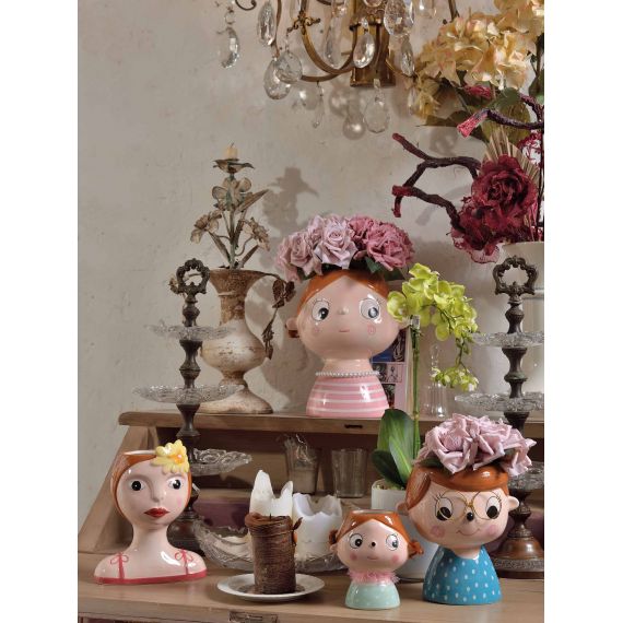 Vaso in ceramica ragazza rosa