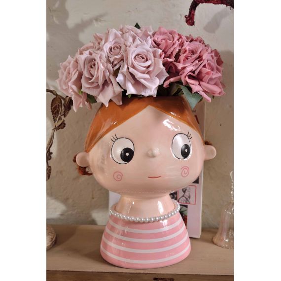 Vaso in ceramica ragazza rosa