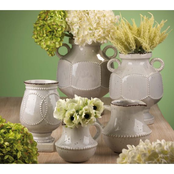 Anfora in ceramica bianca esagonale