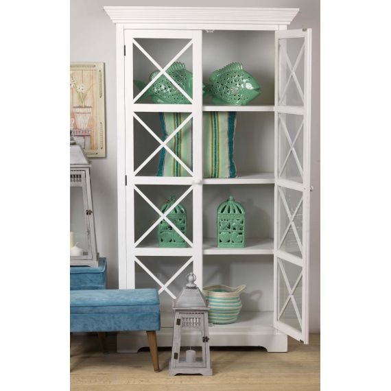 Vetrina 2 ante in legno bianco