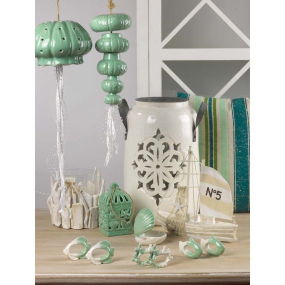 Portatovaglioli in ceramica verde mare