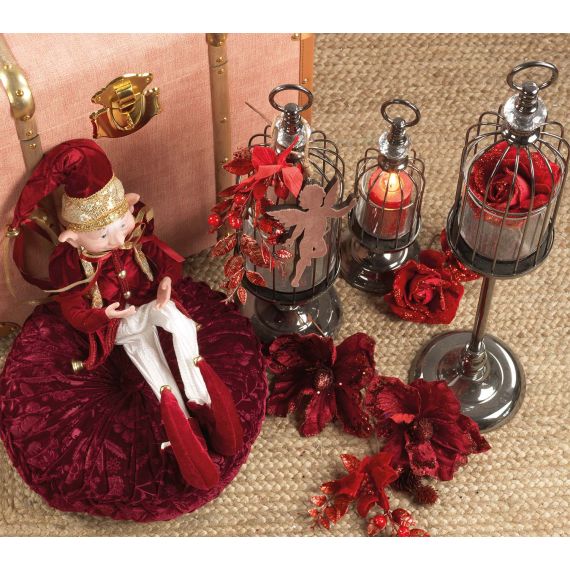 Cuscino Barok in velluto bordeaux