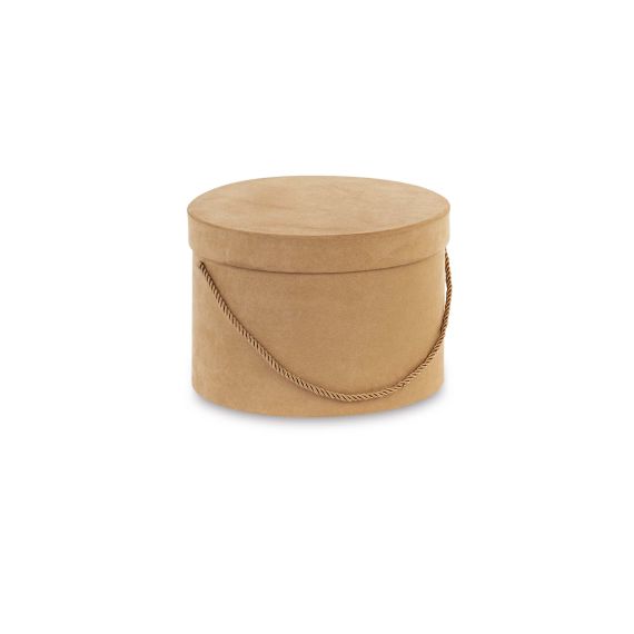 Scatola tonda alcantara beige