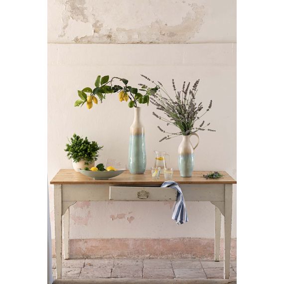 Vaso in gres azzurro