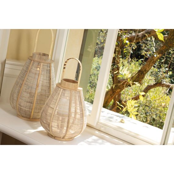 Lanterna in lino con portacandela