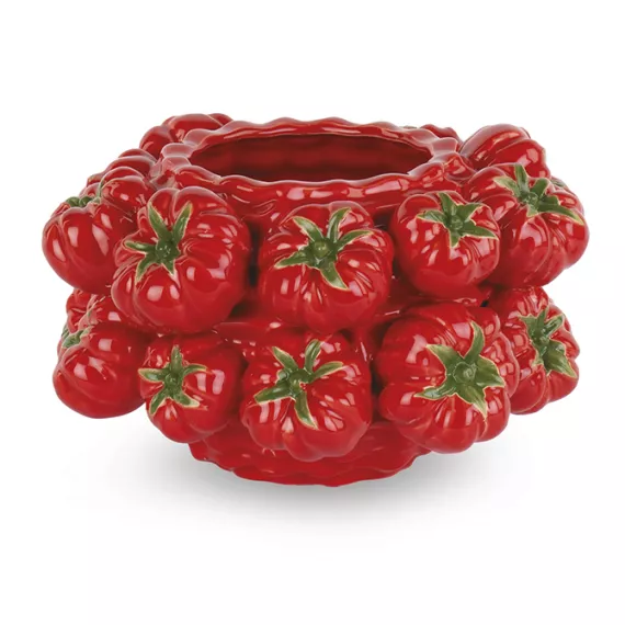 vaso pomodori colore rosso in ceramica smaltata