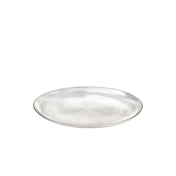 Piatto circolare in vetro trasparente